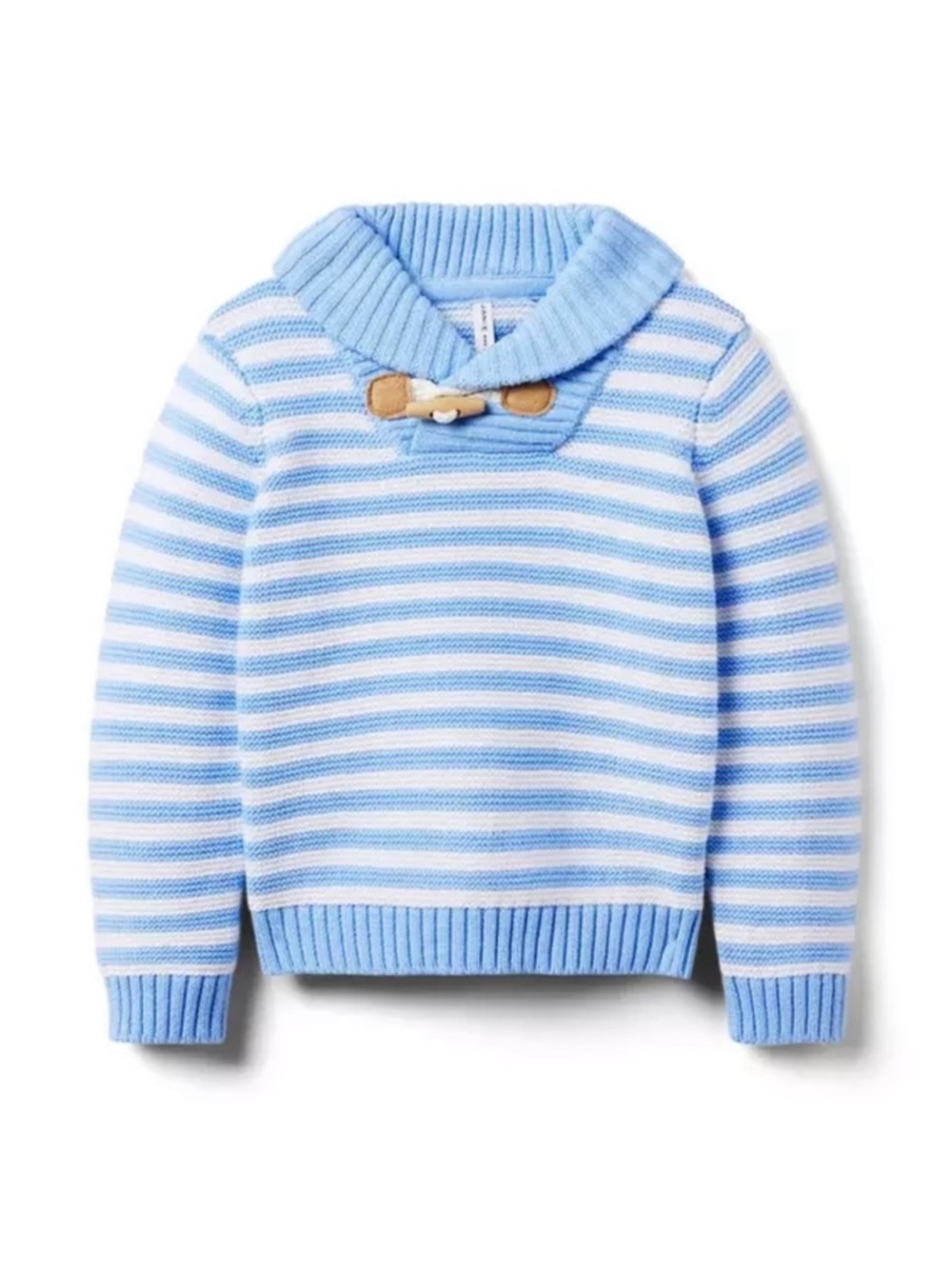Janie and Jack Blue and White Striped Shawl-Collar Sweater